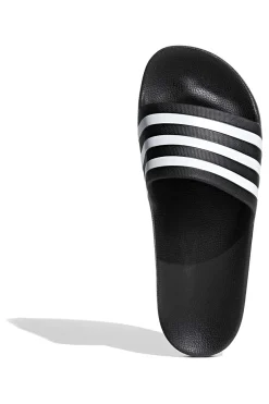 Adidas Adilette Aqua Schwarze Pantoletten mit weißen Bändern