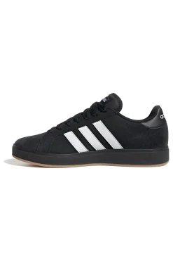 Adidas Grand Court Base 00er Retro-Sneaker in Schwarz mit weißen Streifen