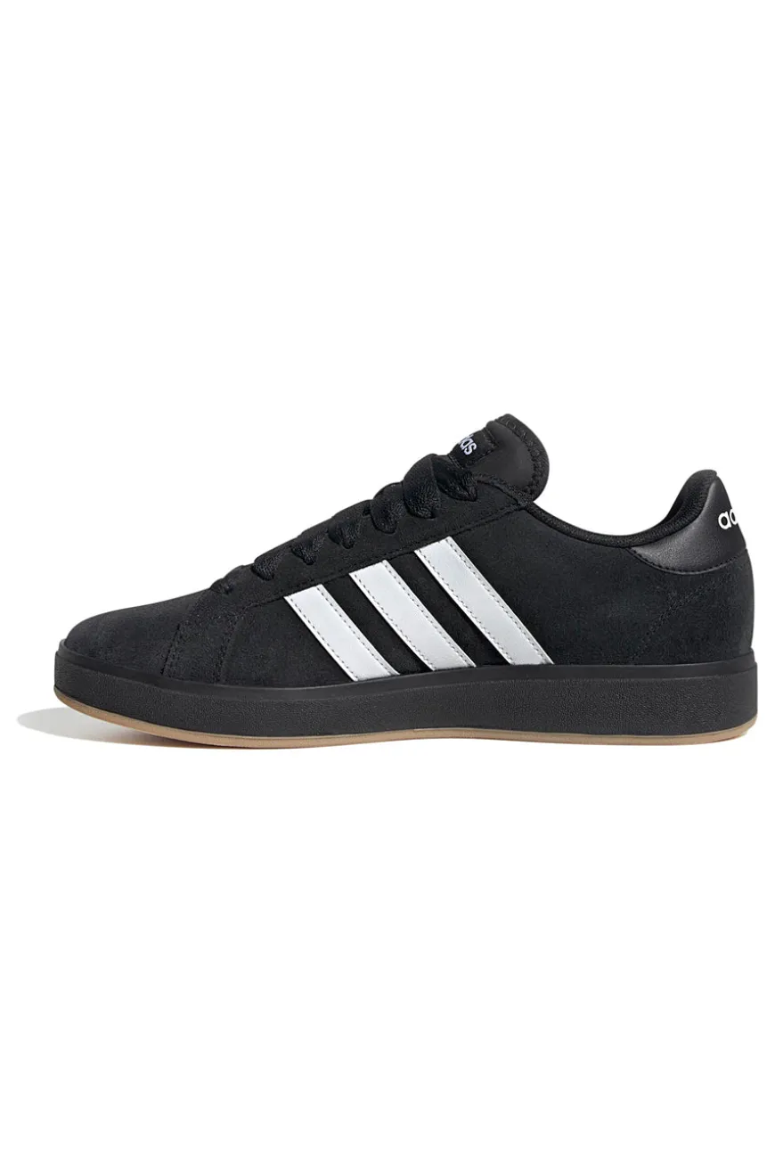 Adidas Grand Court Base 00er Retro-Sneaker in Schwarz mit weißen Streifen