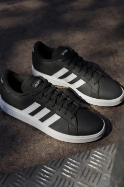 Adidas Grand Court Base 2 Schwarze Sneaker mit weißen 3-Streifen