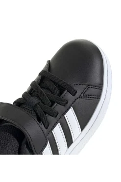 Adidas Grand Court 2 EL C schwarze Schuhe mit weißen Streifen und Klettverschluss