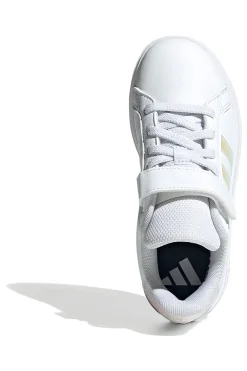 Adidas Grand Court 2.0 EL C – Weiße Sneakers mit schillernden Streifen und Klettverschluss