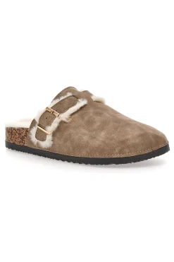 Altemberg 1214 Hausschuhe mit Doppelschnalle und Fellfutter, Taupe