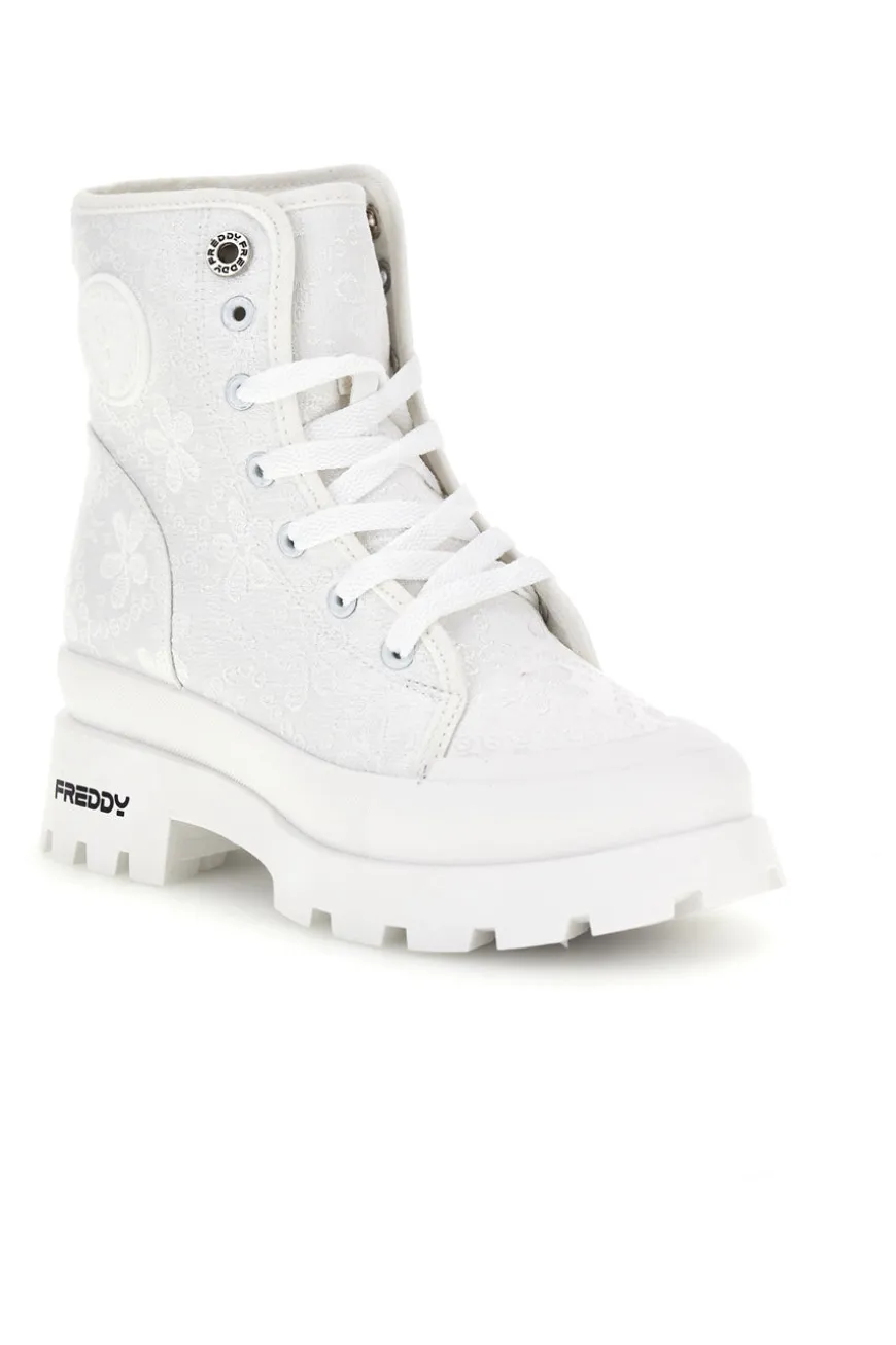 Anfibi bianchi platform tomaia ricamata Freddy S2617FY7691