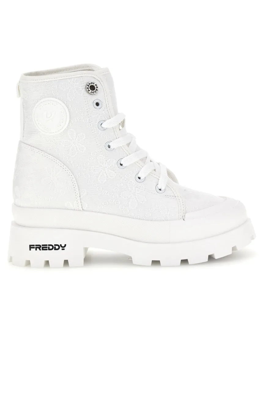 Anfibi bianchi platform tomaia ricamata Freddy S2617FY7691
