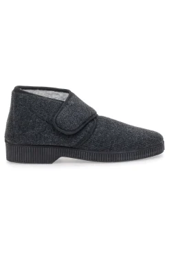 Antica Pantofoleria 1378 dunkelgraue Hausschuhe mit Klettverschluss