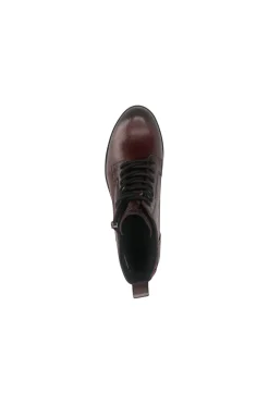 Bagatt D11AFS3K4100 Burgunderfarbene Leder-Schnürstiefel mit Reißverschluss und warmem Futter