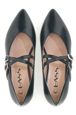 Ballerine a punta nere con cinturini incrociati PITTARELLO CLASS 892