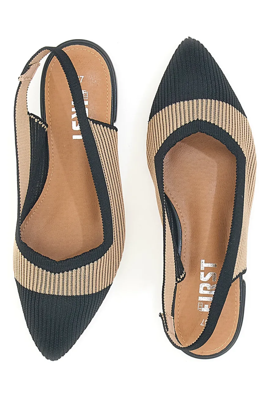 Ballerine beige e nere in tessuto con soletta morbida The First PRESZ11