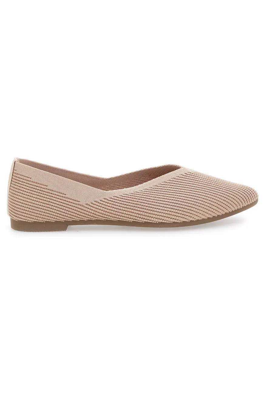 Ballerine beige in tessuto con soletta morbida The First PREA614