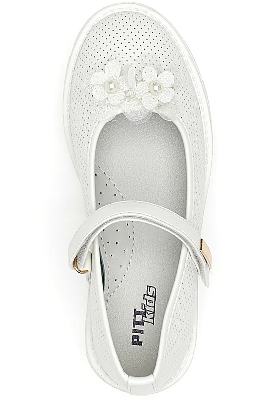 Ballerine Bianche Con Cinturino e Strappo Pitt Kids 7701