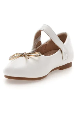 Ballerine bianche con fiocco dorato Grazie girl 392613S