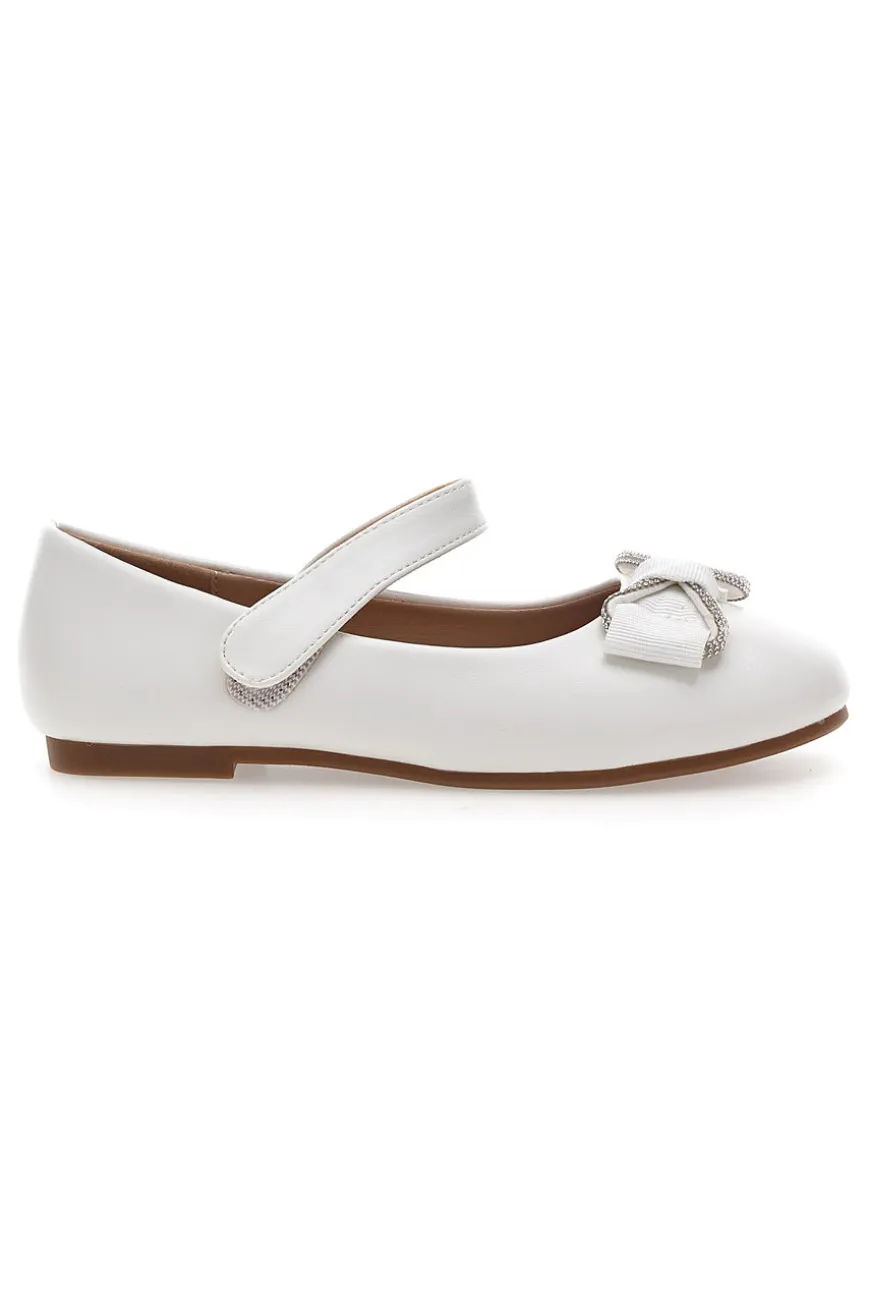 Ballerine bianche con fiocco frontale Grazie girl 392612S