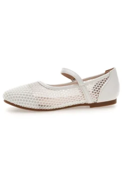 Ballerine bianche traforate con cinturino incrociato Grazie girl 392611S