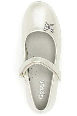 Ballerine Bianco Perlato con Farfalla Decorativa GRAZIE GIRL 39G2515S