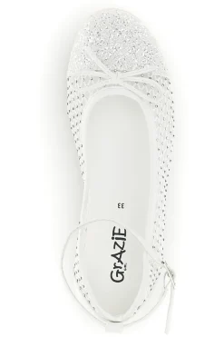 Ballerine bianco traforato cinturino regolabile Grazie girl 120568B