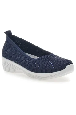 Ballerine Blu In Tessuto Con Strass Prima Riga 429