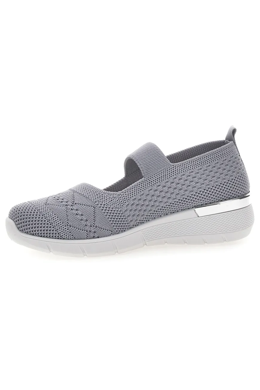 Ballerine da donna grigio in tessuto traforato Me & me TF090236