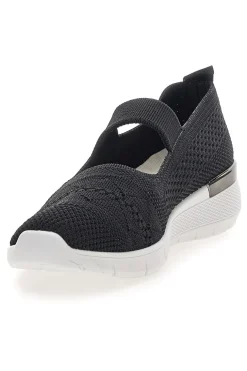 Ballerine da donna nero in tessuto traforato Me & me TF090236