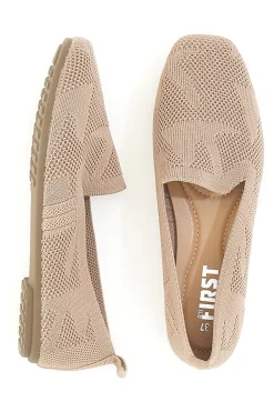 Ballerine Mocassini beige in tessuto con soletta morbida The First PRESZ32