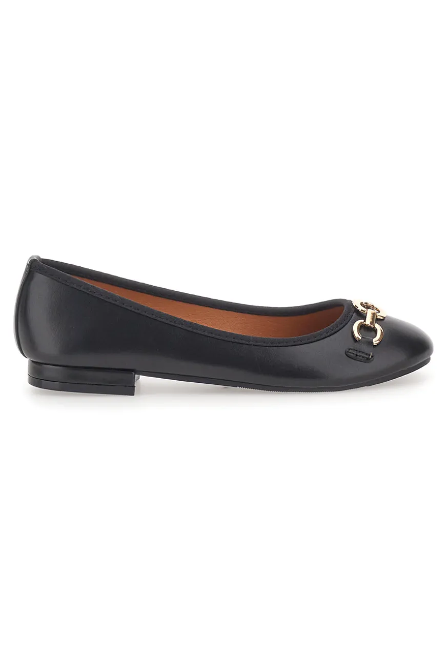 Ballerine Nere con Fibbia Decorativa Oro THE FIRST IDE172