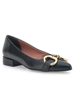 Ballerine nere con punta sfilata e catena oro Pittarello glam 3313