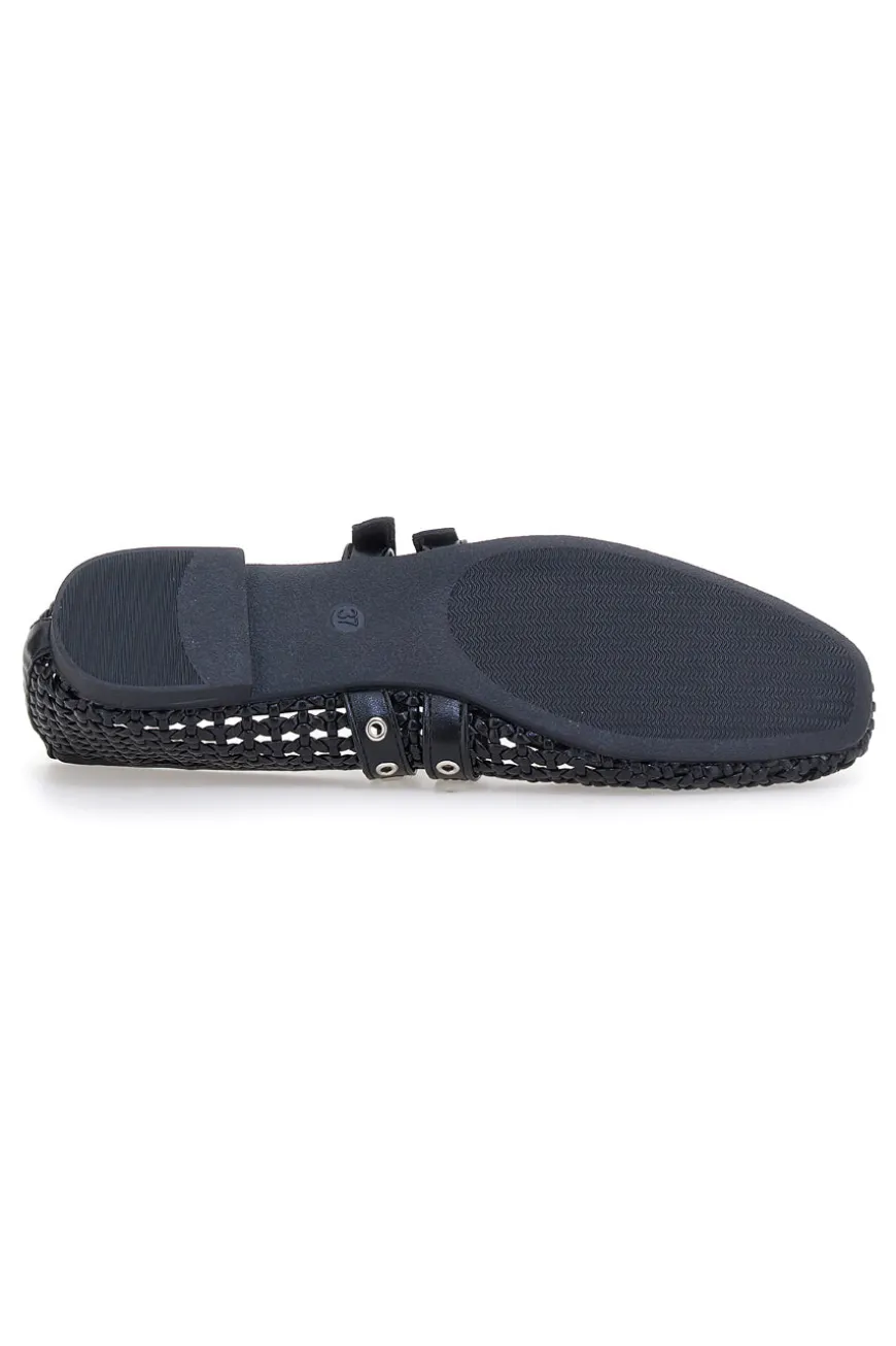 Ballerine nere intrecciate con fibbie The First IDE12 da Donna