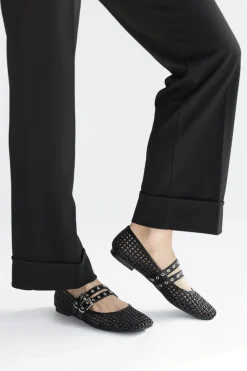 Ballerine nere intrecciate con fibbie The First IDE12 da Donna