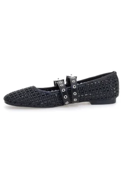 Ballerine nere intrecciate con fibbie The First IDE12 da Donna
