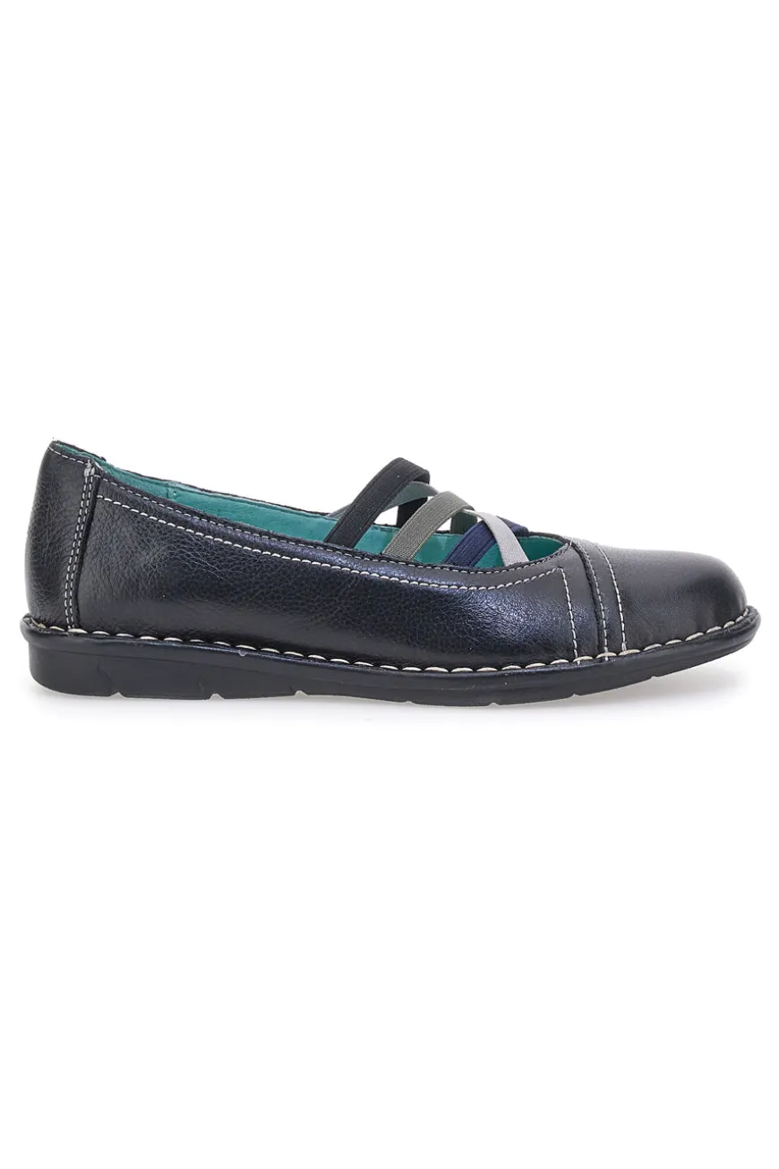 Ballerine nere in vera pelle con fasce elastiche Prima riga 19496FRUIT