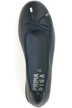 Ballerine nere in vera pelle con fiocco Prima riga 15856APRIL