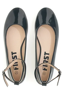 Ballerine nere vernice con cinturino alla caviglia The First IDE1075 da Donna