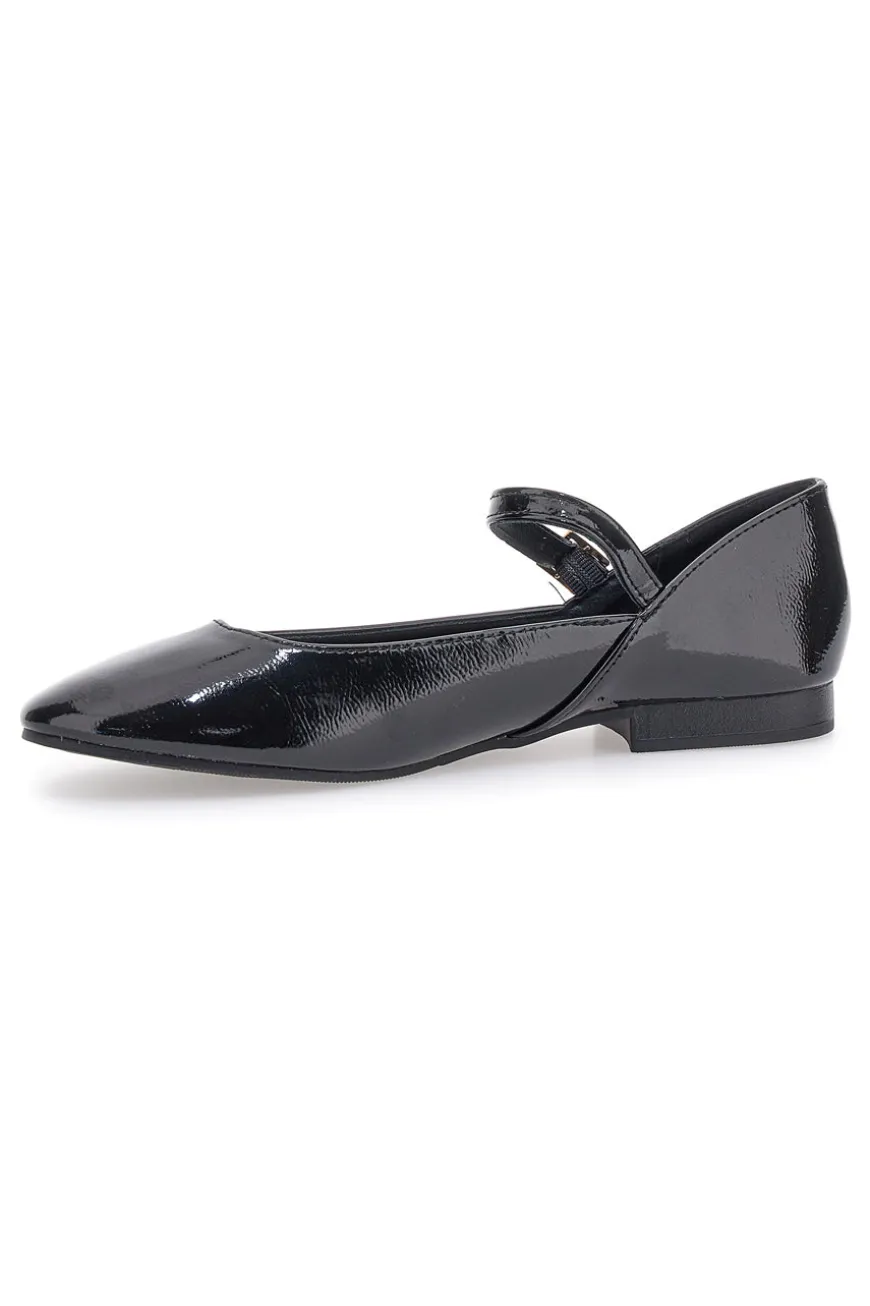 Ballerine nere verniciate con cinturino The First IDEA01