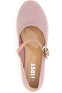 Ballerine rosa in tessuto traforato con cinturino The First PRESZ41