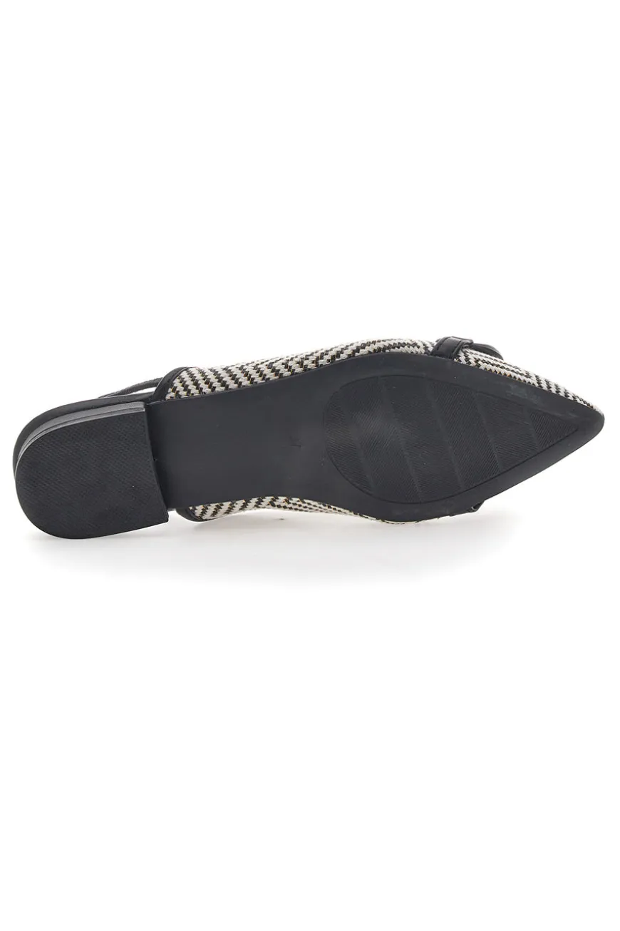Ballerine slingback nere con fiocco e punta a contrasto Me & Me D729H1
