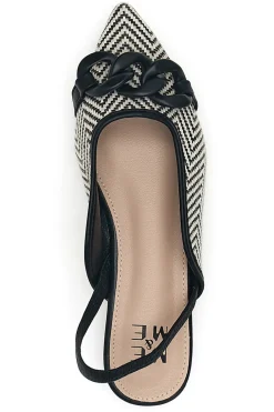 Ballerine slingback nere con fiocco e punta a contrasto Me & Me D729H1