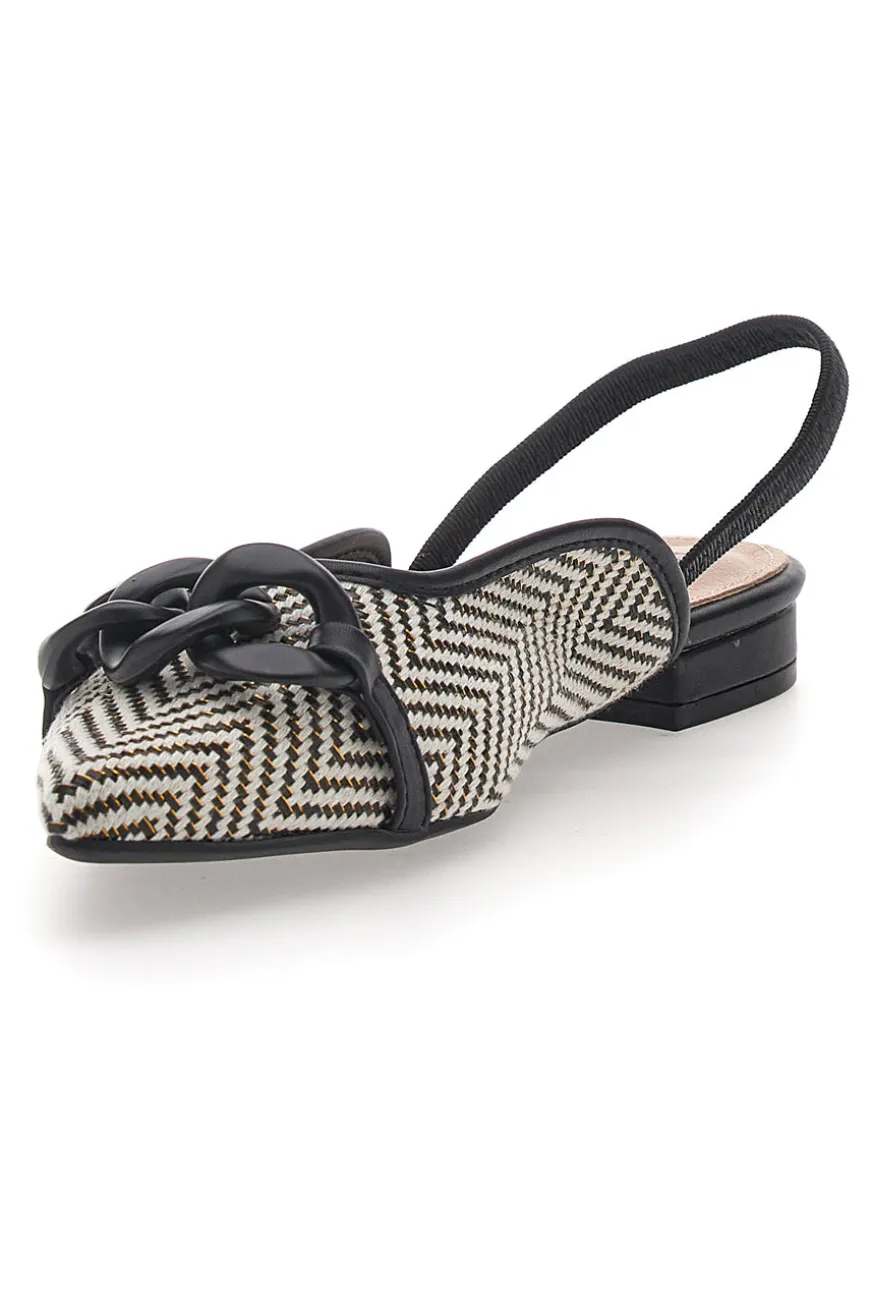 Ballerine slingback nere con fiocco e punta a contrasto Me & Me D729H1