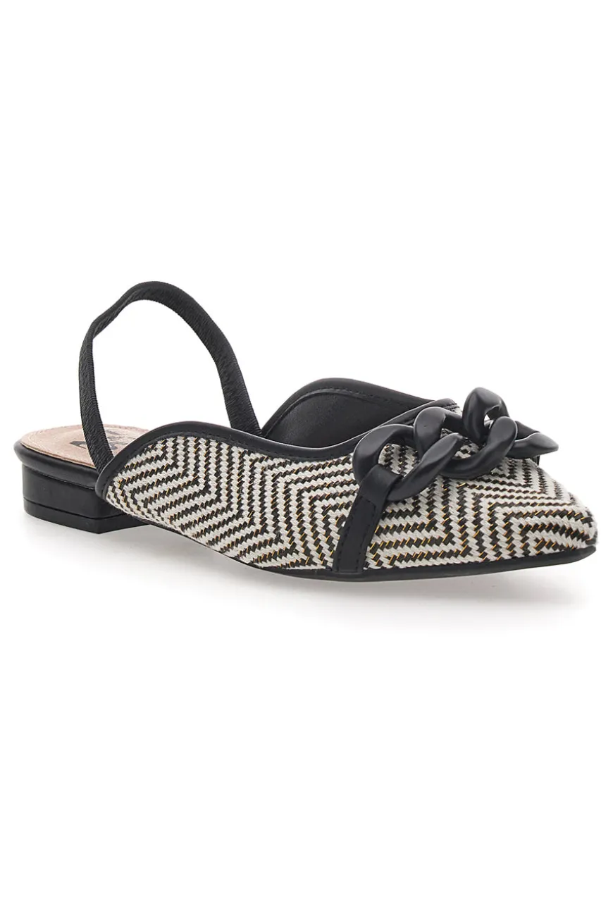 Ballerine slingback nere con fiocco e punta a contrasto Me & Me D729H1