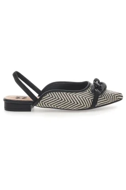 Ballerine slingback nere con fiocco e punta a contrasto Me & Me D729H1