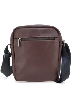 BASILE BS522-4 Schwarze Schultertasche in Ghost Brown mit Kontrastnähten
