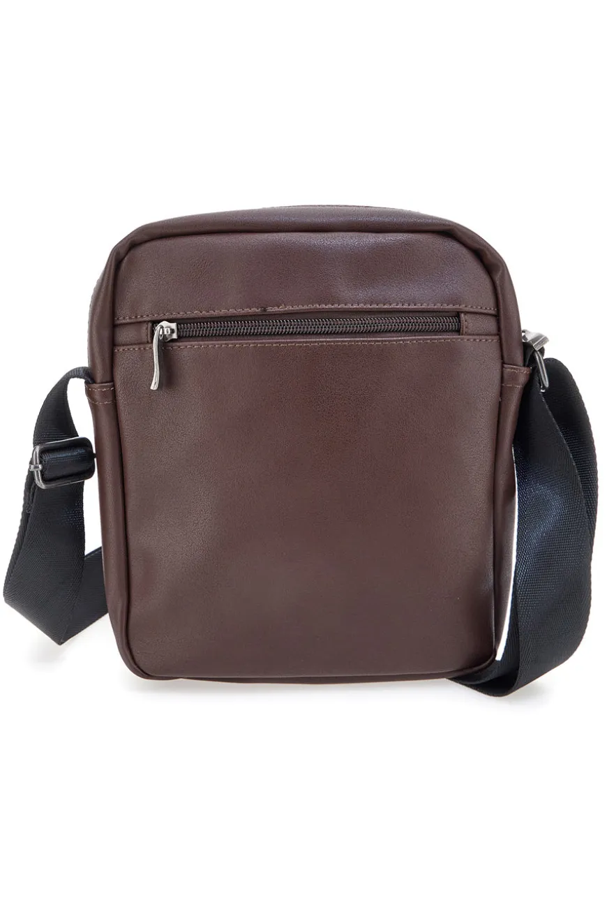 BASILE BS522-4 Schwarze Schultertasche in Ghost Brown mit Kontrastnähten