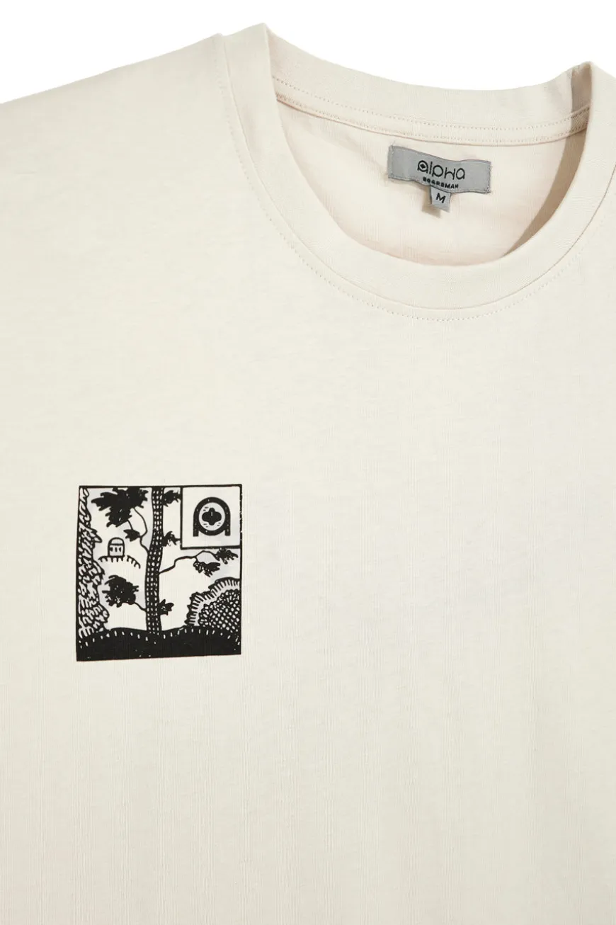 Beigefarbenes Baumwoll-T-Shirt mit Boardman Alpha Grafikdruck pt-m-t-9065