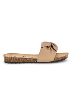 Beige Hausschuhe mit geknotetem Riemen Fun beach 18107