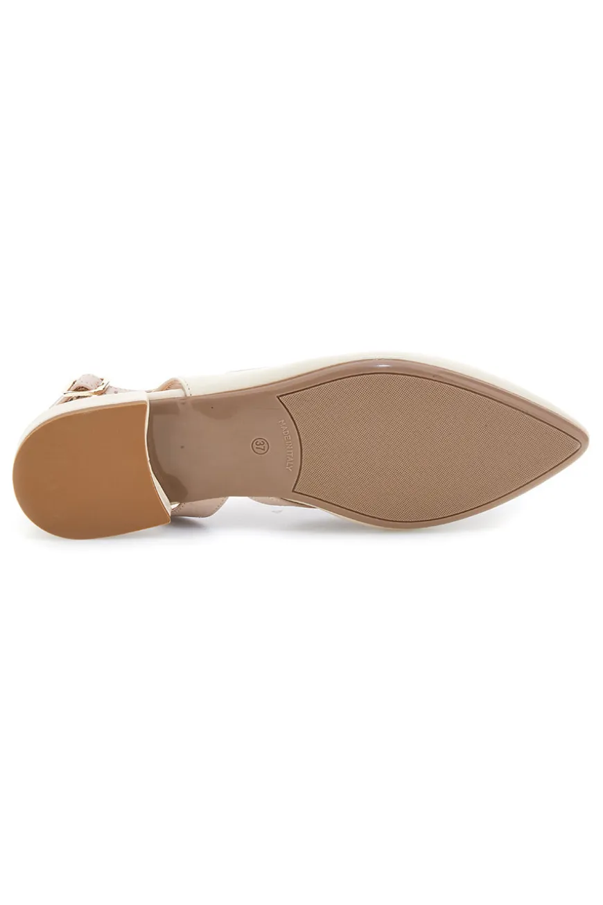 Beige Made in Italy Ballerinas mit Riemen Pittarello couture 6011