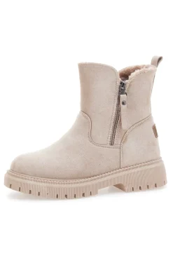 Beige Stiefeletten mit seitlichem Reißverschluss und Fellfutter Carrera CAW759106363