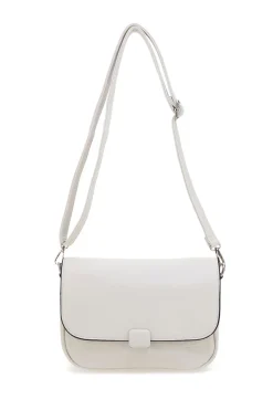 Beige Umhängetasche mit Überschlag und Magnetverschluss Emma spagnesi PU1096