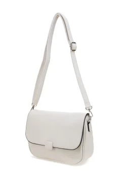 Beige Umhängetasche mit Überschlag und Magnetverschluss Emma spagnesi PU1096