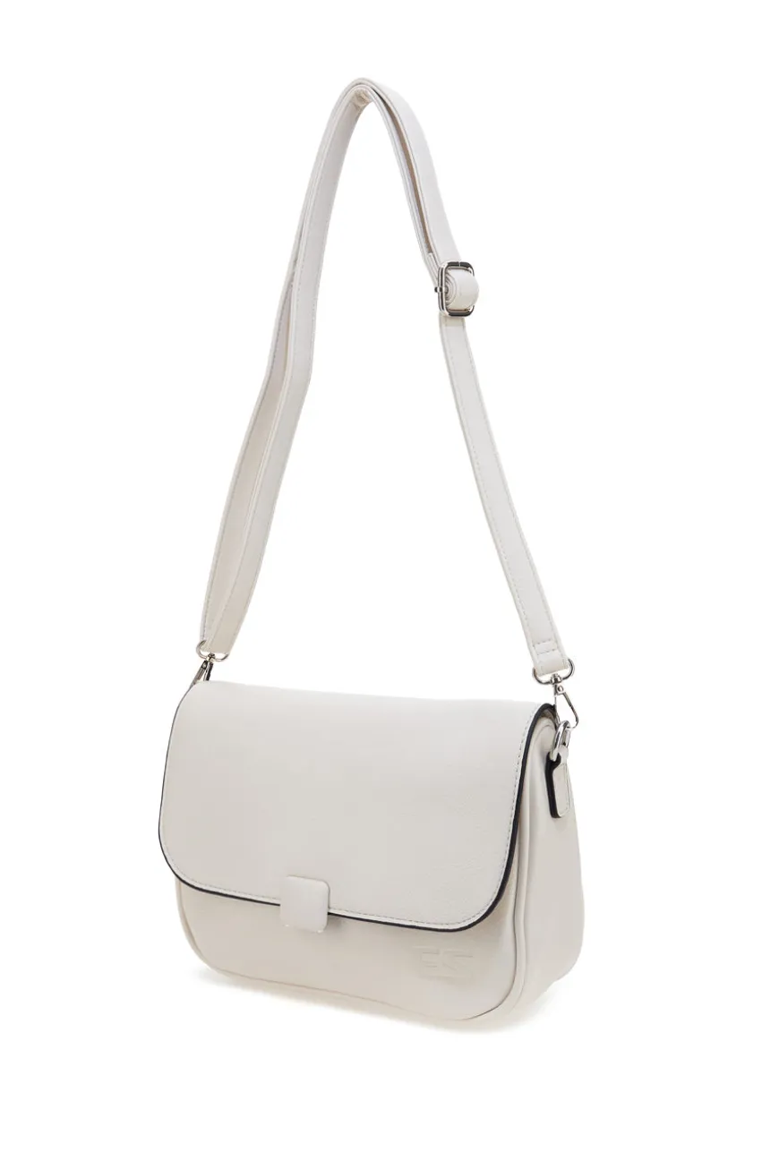 Beige Umhängetasche mit Überschlag und Magnetverschluss Emma spagnesi PU1096