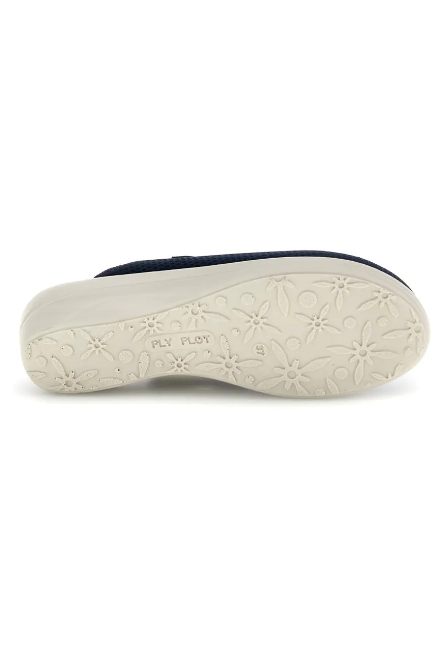 Blaue Hausschuhe mit rutschfester Innensohle aus echtem Leder Fly Flot 90T40368FE