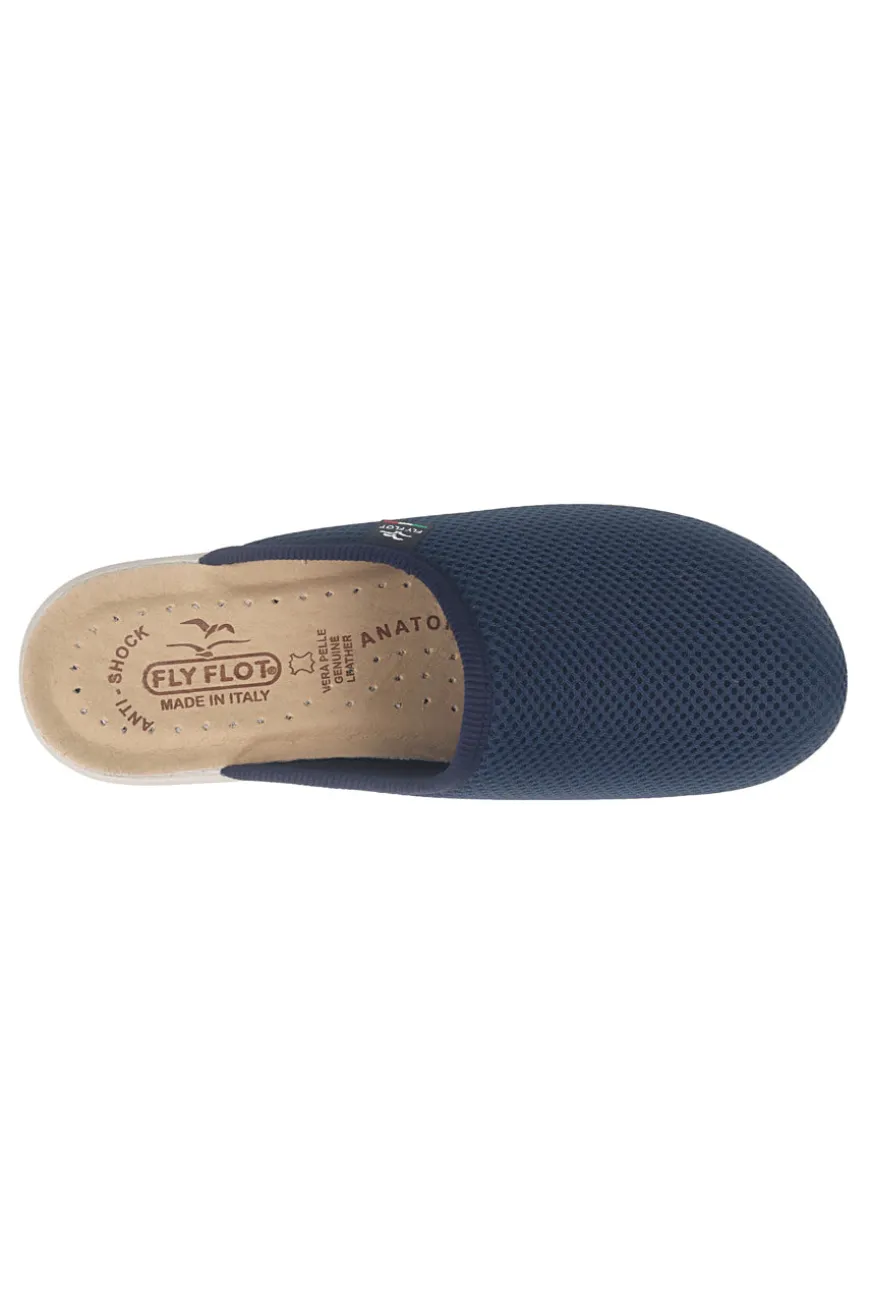 Blaue Hausschuhe mit rutschfester Innensohle aus echtem Leder Fly Flot 90T40368FE